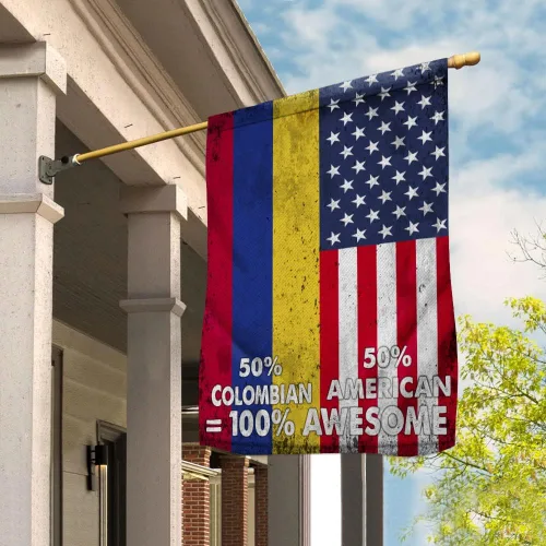 Vista 2 de Bandera de Estados Unidos, mitad colombiana, bandera de Estados Unidos, amistad colombiana, Estados Unidos, orgullosa, bandera patriótica de casa