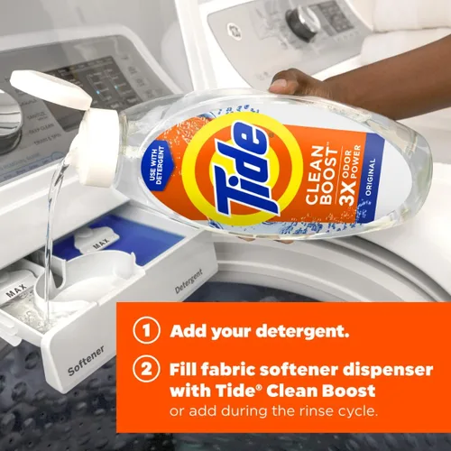 Vista 6 de Tide Enjuague de Tela de Limpieza Profunda con 3X Poder Contra Olores, Aroma Original, 48 oz