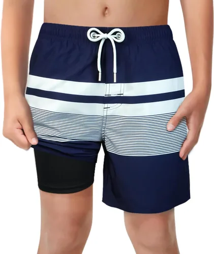 Vista 22 de Trajes de Baño para Niños con Forro de Compresión Cómodos Shorts de Natación Anti-Rozaduras Elásticos UPF Secado Rápido Talla 3T-20 Estrellas Águila