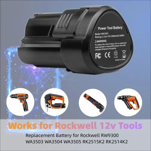Vista 3 de ARyee Batería de repuesto de 12V 3000mAh para Rockwell RW9300 WA3503 WA3504 WA3505 RK2515K2 RK2514K2 Batería de alimentación inalámbrica de litio (2)