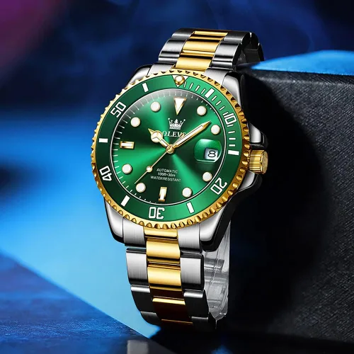 Vista 3 de OLEVS Relojes mecánicos automáticos para hombre cuerda automática de acero inoxidable de lujo sin batería