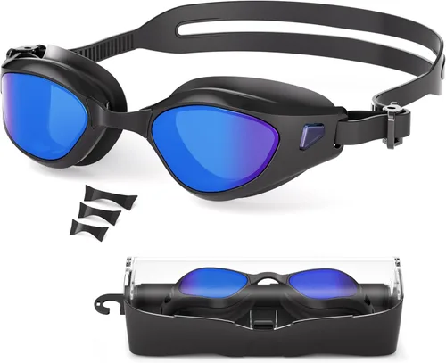 Vista 9 de Gafas de natación, sin fugas, gafas de natación para adultos con lentes resistentes a la niebla, bloqueo UV para hombres, mujeres y jóvenes