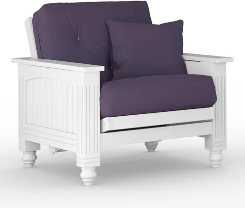 Vista 3 de Nirvana Futons Marco de futón de madera de cabaña, tamaño de silla en blanco satinado