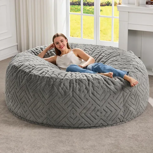 Vista 38 de Hobestluk Sillas Puf para Adultos, Silla Puf con Relleno, Sillas Puf Grandes con Funda Esponjosa en Relieve, Sillas Puf Gigantes para Adultos