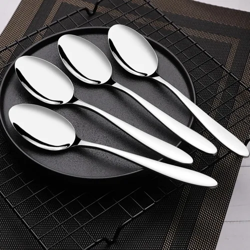 Vista 2 de Ramddy Cuchara de postre de acero inoxidable, 7.25 pulgadas, juego de 12 cucharas pequeñas