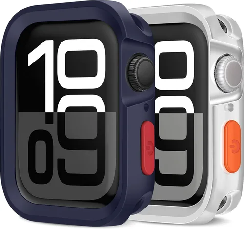 Vista 17 de Amizee 2 Pack Estuche Resistente Compatible con Apple Watch Serie 9/8/7 41mm SE 3/2/1 Serie 6/5/4 40mm, Funda Protectora Amortiguadora de TPU Blanda