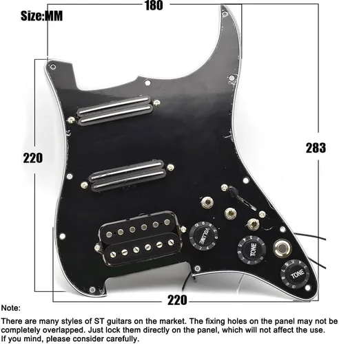 Vista 3 de Golpeador precableado con pastilla Humbucker para guitarra eléctrica, cableado Singlecut, golpeador precargado SSH, golpeador con control y placa