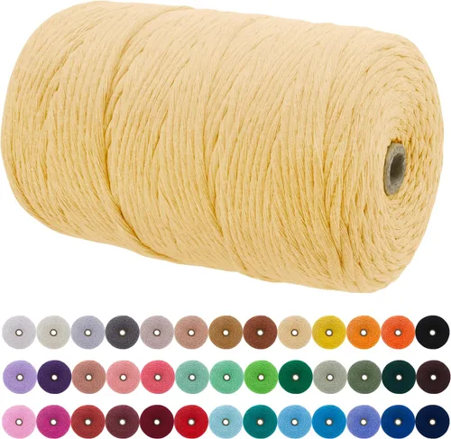 Vista 32 de JeogYong Cordón de macramé de un solo hilo 3 mm x 109 yardas (328 pies) Cuerda de algodón suave Hilo de macramé de 3 mm, suministros de macramé