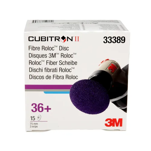 Vista 10 de 3M Cubitron II Roloc Disco de fibra, 786C, 33389, 3 pulgadas, grado 36+