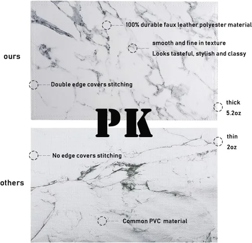 Vista 5 de Juego de 4 manteles individuales de cuero de mármol para mesa de comedor, impermeables, decoración de mármol para mesa de cocina, fáciles