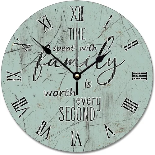Vista 21 de Time Spent with Family is Worth Every Second - Reloj de pared de grano de madera de playa degradado de 10 pulgadas, funciona con pilas, reloj