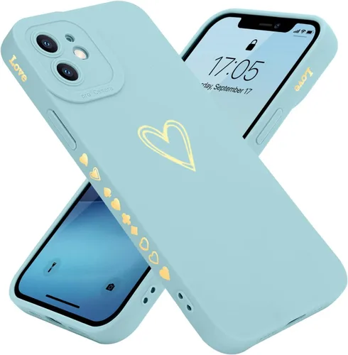 Vista 23 de Teageo Funda compatible con iPhone 12 Pro Max de 6.7 pulgadas para mujeres y niñas, bonito corazón de lujo