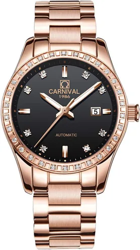 Vista 11 de LOREO Women's Automatic Watch Diamond-Accented Dress Watch for Women Self-Winding Mechanical Watch with Sapphire Crystal Stainless Steel Two-Tone