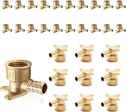 Vista 12 de PEX Fittings, 1/2" PEX x 1/2" hembra NPT Drop Ear Elbow Accesorios de engarce de latón PEX, para fontanería de tubería PEX, ASTM F1807