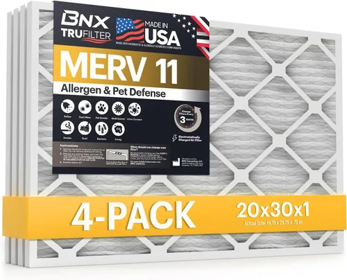 Vista 18 de BNX TruFilter - Filtro de aire MERV 11 de 10 x 10 x 1 pulgadas (paquete de 4) – Fabricado en Estados Unidos – Defensa contra Alérgenos Filtros