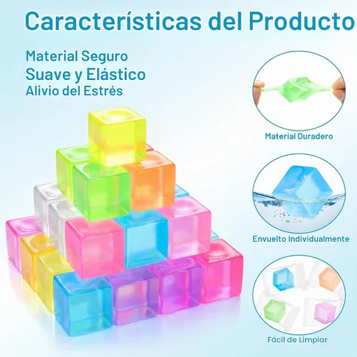 Vista 4 de Paquete de 32 mini cubos esponjosos, cubo de estrés pequeño Fidget juguetes