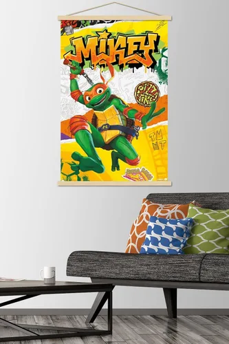 Vista 2 de Trends International Teenage Mutant Ninja Turtles: Mutant Mayhem - Póster de pared de Miguel Ángel, 22.37 x 34.00 pulgadas, paquete de impresión
