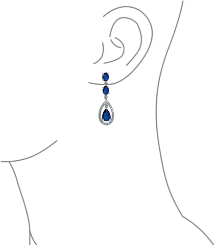 Vista 3 de Pendientes colgantes de araña de imitación para boda, estilo Art Deco, circonita cúbica AAA, doble halo, lágrima de pera grande, aretes colgantes