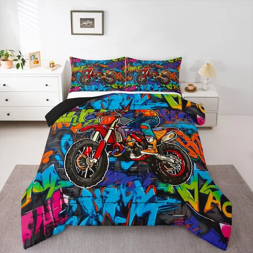 Vista 22 de Erosebridal Juego de edredón de camión de bomberos para niños, juego de ropa de cama de panal rojo brillante con diseño de panal de abeja