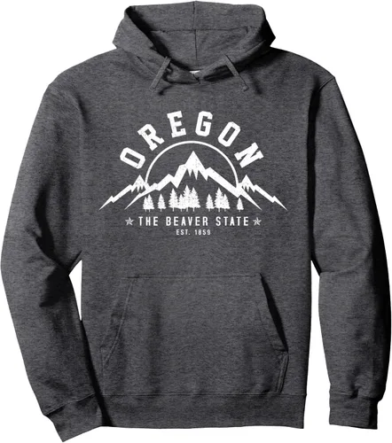 Vista 3 de Oregon The Beaver State Est. 1859 - Sudadera con capucha para regalo, Negro, S