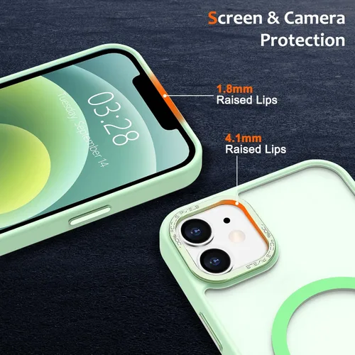 Vista 366 de Anuck - Funda magnética para iPhone 11 compatible con MagSafe, carcasa trasera mate translúcida dura, borde de TPU, delgada, resistente a impactos