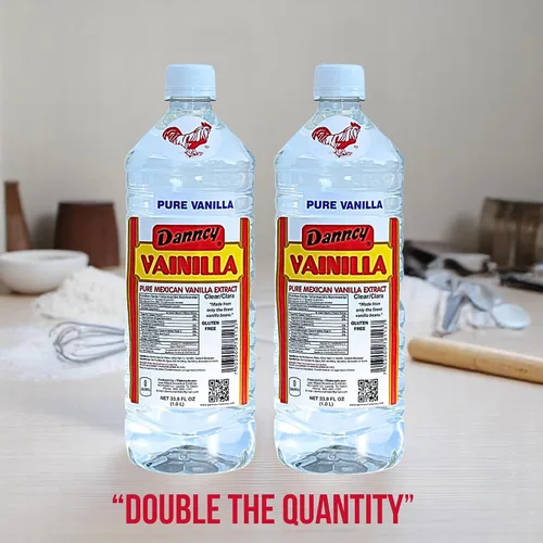 Vista 3 de Extracto de vainilla pura Danncy de México, transparente, 2 botellas de 33 oz cada una, botella de plástico, lote sellado