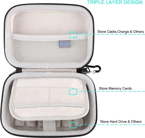 Vista 5 de Lacdo EVA funda de viaje a prueba de golpes para disco duro externo portable de 2.5 pulgadas, GPS, cámara y batería externa