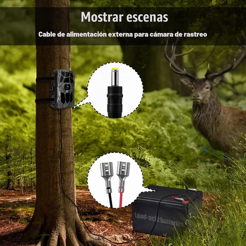 Vista 6 de 2 cables de alimentación para cámara de sendero, cable de alimentación externo CC de 0.157 x 0.067 in compatible con Tactacam Reveal X XB SK, Wise