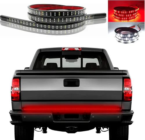 Vista 7 de Kewucn Barra de Luz LED para Portón Trasero de 48", LED IP65 de Triple Fila con Reversa Blanca y Señales de Giro Rojas, Barra de Luz Trasera