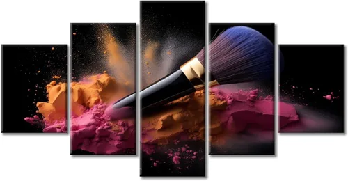 Vista 8 de Póster abstracto de labios de niña, cuadros dorados sobre lienzo, arte de pared, hermosos pósteres e impresiones en lienzo de 5 piezas, arte