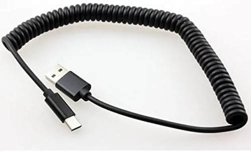 Vista 2 de Cable USB compatible con Motorola Moto G7 - Cable de carga tipo C en espiral Cable de alimentación USB-C para Moto G7
