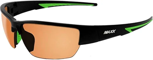 Vista 2 de 2 pares de gafas de sol Maxx 7 negro con marco verde y amarillo TR90 HD lentes