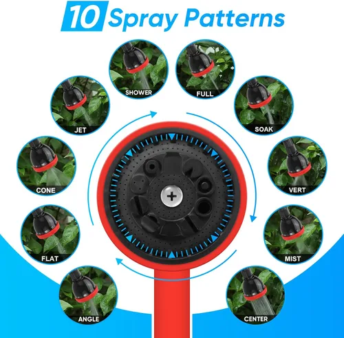 Vista 4 de Varita de riego flexible 2 en 1 resistente para la limpieza del jardín/del coche Use with 10 Spray Patterns, 29In Long Hose Nozzle Sprayer, Fits