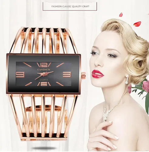Vista 4 de Relojes de pulsera de moda para mujer, reloj de pulsera analógico de cuarzo con esfera rectangular de lujo, regalos para mujer