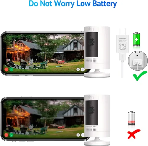 Vista 2 de Ayotu Cable de carga de 16 pies para Ring Stick Up Cam Batería/Enchufe, Cable de alimentación resistente a la intemperie para mantener la cámara