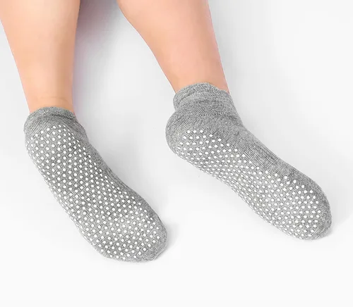 Vista 6 de Calcetines de agarre para mujer, pilates, yoga, calcetines de hospital antideslizantes con pinzas para mujer, calcetines adhesivos con cojín