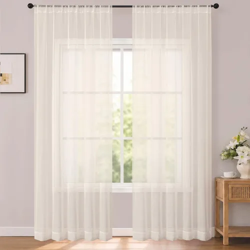 Vista 36 de OWENIE White Sheer Curtains 96 Inches Long 2 Panels for Living Room 52 Wide