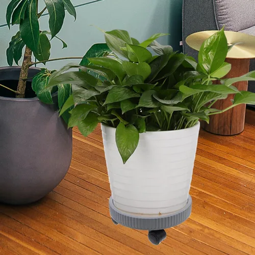 Vista 7 de Kisangel 2pcs Rolling Plant Stand with Wheels, Plastic Flower Pot Mover Reusable round Tray, Floor Protection for Hardwood Surfaces, Supports