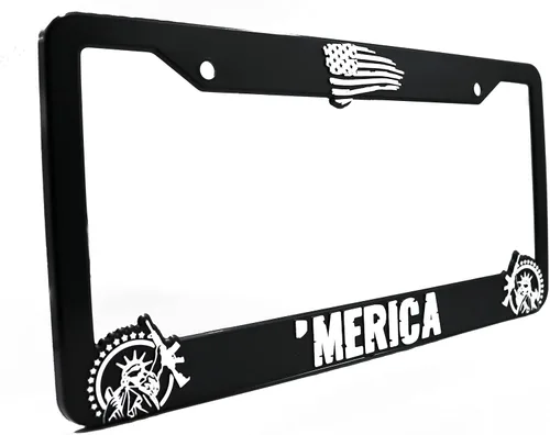 Vista 6 de Merica' for America - Marco elevado 3D para placa de matrícula 1 paquete de cubierta para placa de automóvil de Estados Unidos Soporte universal