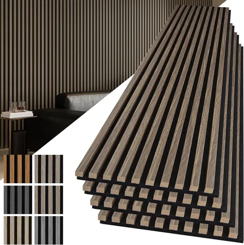 Vista 17 de Art3d Paquete de 2 paneles acústicos de madera de 48 x 24 pulgadas para pared, paneles de listones de madera insonorizados para pared y techo