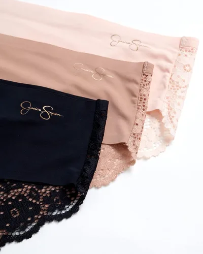 Vista 3 de Jessica Simpson Ropa interior para mujer, calzoncillos hipster sin costuras (paquete de 3)