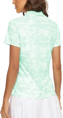 Vista 5 de MoFiz Polo de golf para mujer, de manga corta, de tenis, de secado rápido, protección solar, camisetas deportivas
