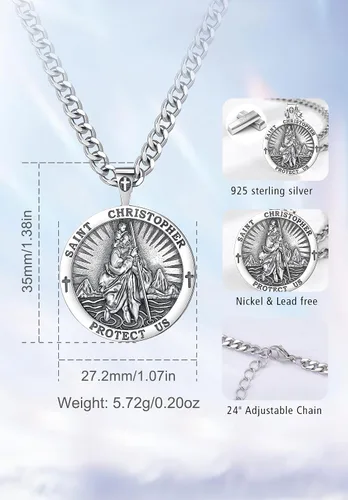 Vista 8 de CELESTIA Medallas de plata de ley 925 San MiguelSan CristóbalSan BenitoSan GabrielVirgen MaríaJesúsCaravacaMetatrónSello de los Siete Arcángeles