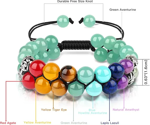 Vista 4 de Pulsera de triple protección, ojo de tigre malvado de ojo y obsidiana negra de 0.315 in, pulsera curativa para hombres y mujeres, pulsera curativa