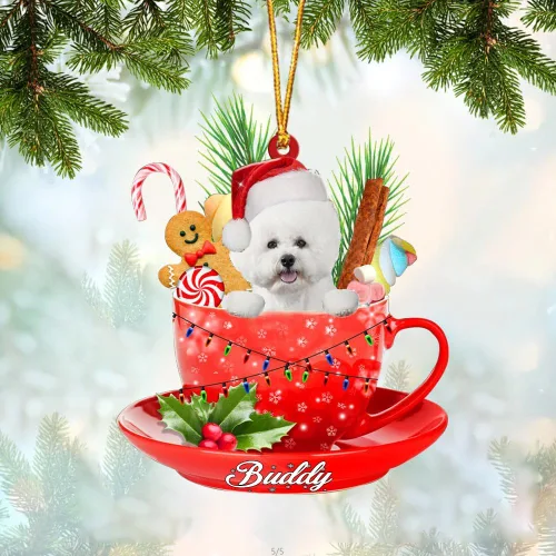 Vista 45 de Alaskan Malamute - Adorno de tetera de perro sentado en una tetera de Navidad, adorno de Navidad con nombre personalizado, adorno de automóvil