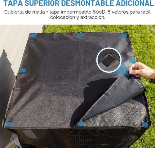 Vista 2 de Joiish Fundas de aire acondicionado para exteriores, malla completa con parte superior impermeable desmontable, transpirable y para todas