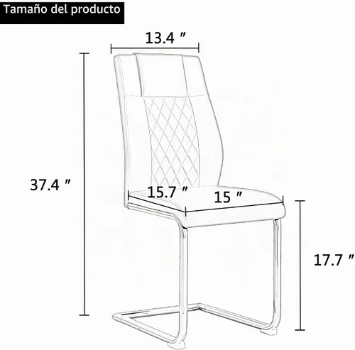 Vista 6 de Juego de mesa de comedor para 4, juego de mesa de cocina rectangular de MDF blanco con sillas de comedor de cuero, juego de 4, juego de mesa