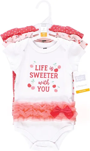 Vista 253 de Hudson Baby baby-girls Cotton Bodysuits 3-pack