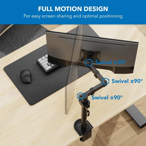 Vista 4 de Mount-It! Soporte de escritorio para dos monitores, soporte para pantallas de computadora LCD LED, atril con abrazadera con dos brazos articulables