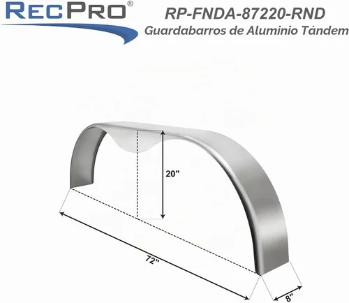 Vista 4 de RecPro Guardabarros Tándem de Aluminio para Remolque Material de Placa Lisa y Diamantada Fabricado en EE.UU. (Lisa, 8" x 72" x 20")